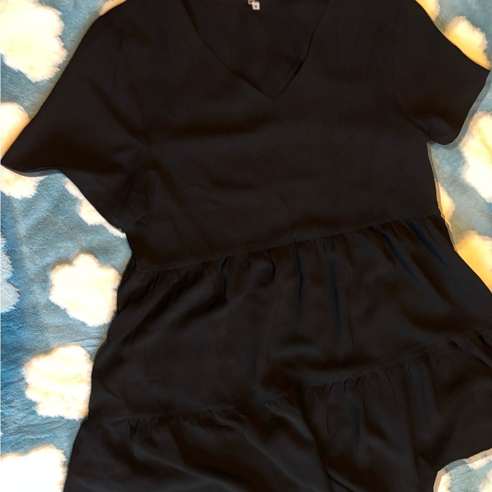 Black V-Neck Women's skater dress